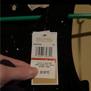 Michael Kors Black Zebra Sequin Midi Dress